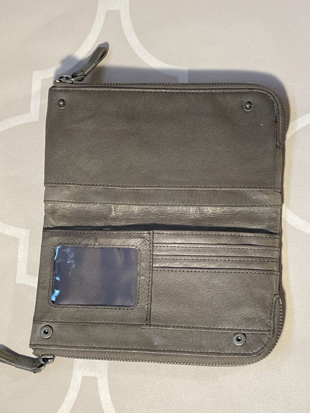 Liebeskind Dark Green Leather & Suede Bifold Wallet | Zip Coin Pockets - Picture 7 of 11